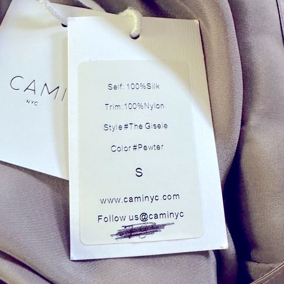 Cami NYC brown with lace trim silk luxury camisole Gisele cami small NEW - Picture 7 of 8